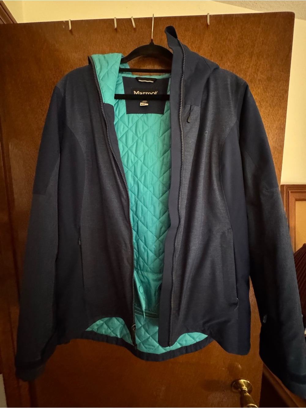 Marmot Navy Ski Jacket with Teal Quilted Lining